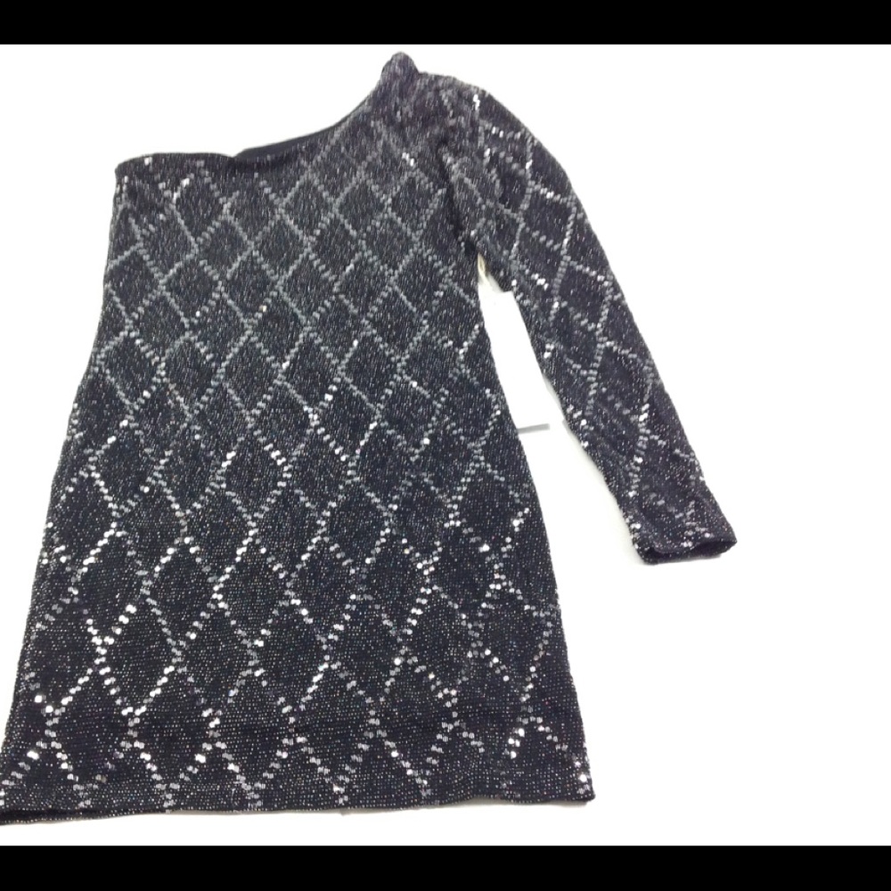 New Lumiere Women's One Sleeve Sequined Dress XS